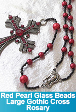 Dark Red Pearl Beads Gothic Cross Crucifix Rosary