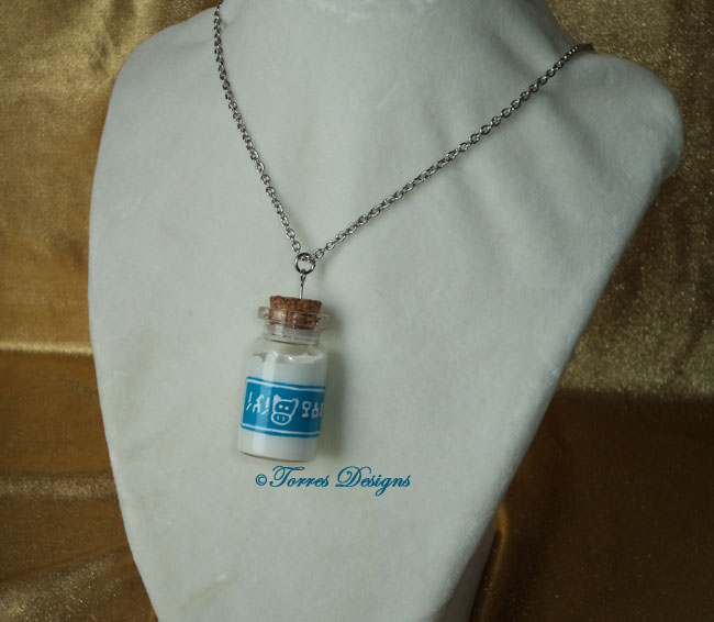 Lon Lon Ranch Glass Milk Bottle Pendant Necklace Legend of Zelda Hand Painted Custom OOAK One of a Kind TorresDesigns Torres Designs
