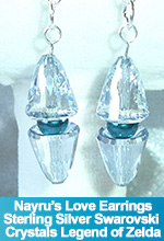 Nayru's Love Earrings Sterling Silver Swarovski Crystals Legend of Zelda Protection Stone Custom made OOAK One of a Kind TorresDesigns Torres Designs