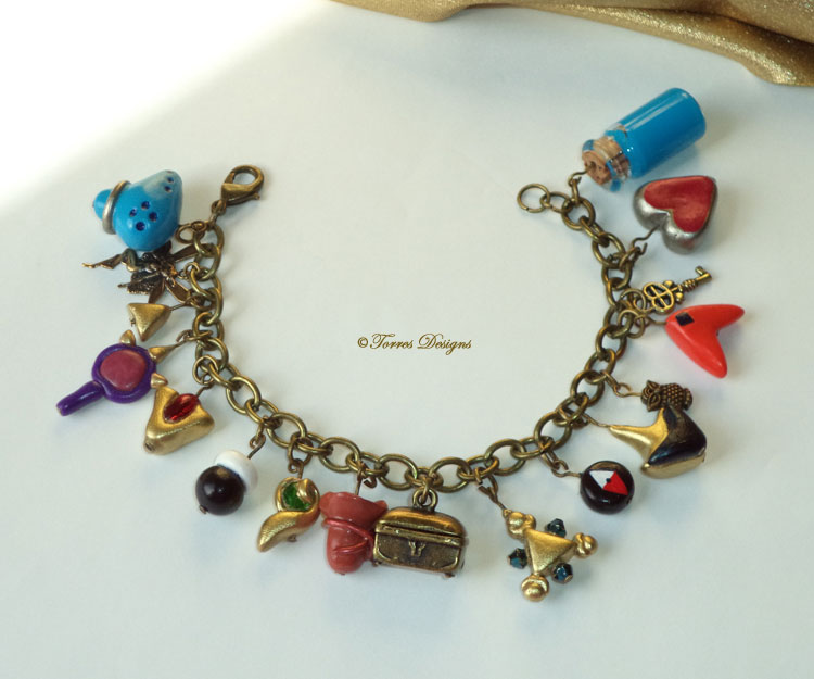 Ocarina of Time Charm Bracelet in Antique Gold tone #3 Legend of Zelda