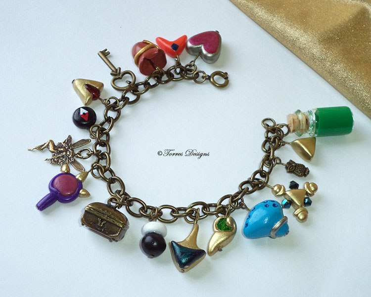 Ocarina of Time Charm Bracelet in Antique Gold tone #4 Legend of Zelda