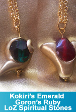 Spiritual Stones Pendants Necklaces of the Kokiri’s Emerald and Goron’s Ruby: Legend of Zelda Ocarina of Time 