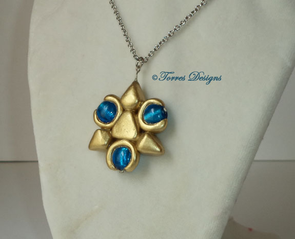 Zora Sapphire Pendant Necklace Legend of Zelda Twilight Princess OOAK One of a Kind Handmade Custom TorresDesigns Torres Designs