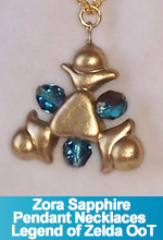 Zora Sapphire Pendant Necklace Legend of Zelda Ocarina of Time OOAK Handmade Custom TorresDesigns Torres Designs
